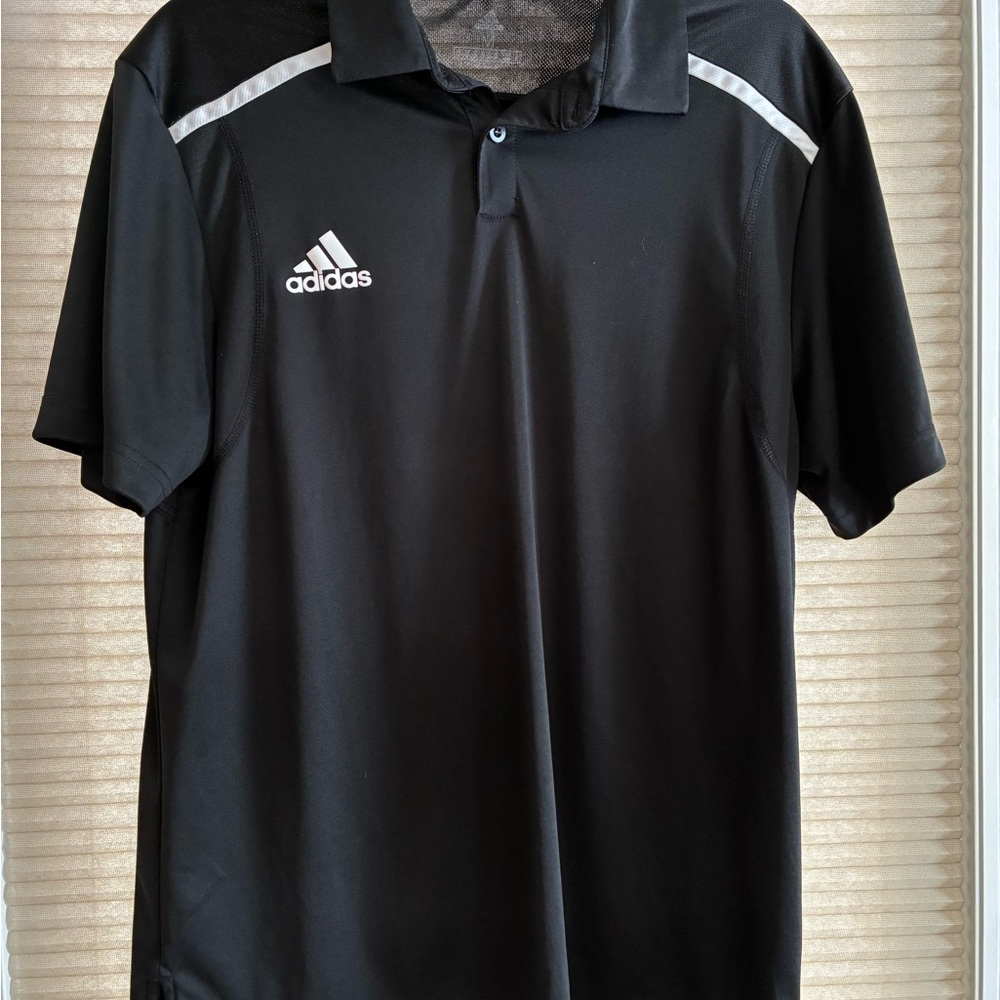 Adidas Men's Black Polo with White Accents